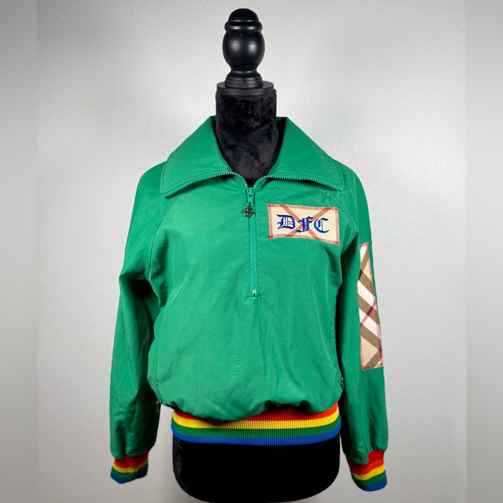Vintage 80s Saska Sport Zip-Up Green Rainbow Bomber Windbreaker Jacket Y2K